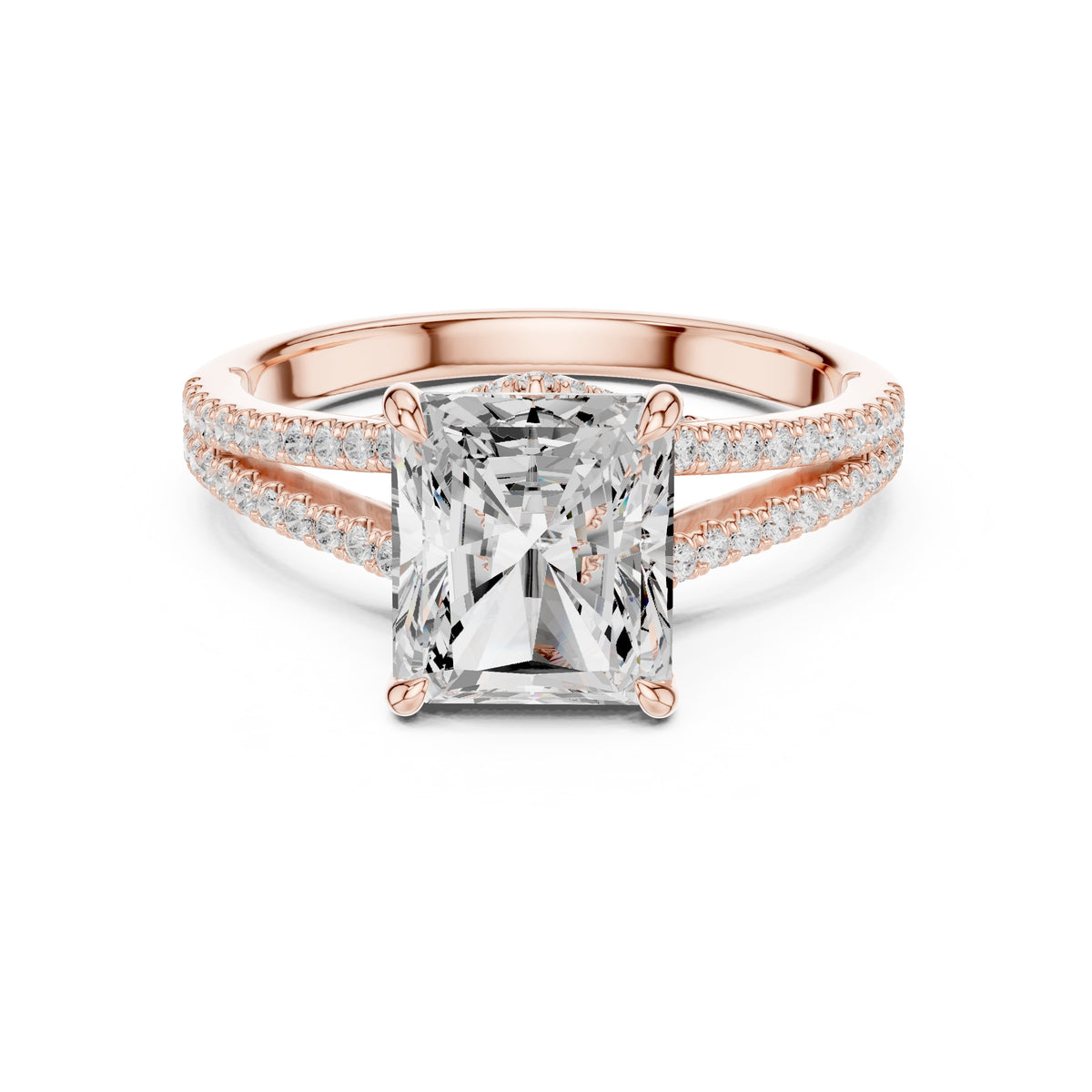 2.5 ct Radiant Entwined Crossover Ring 2.5ct Rose Gold