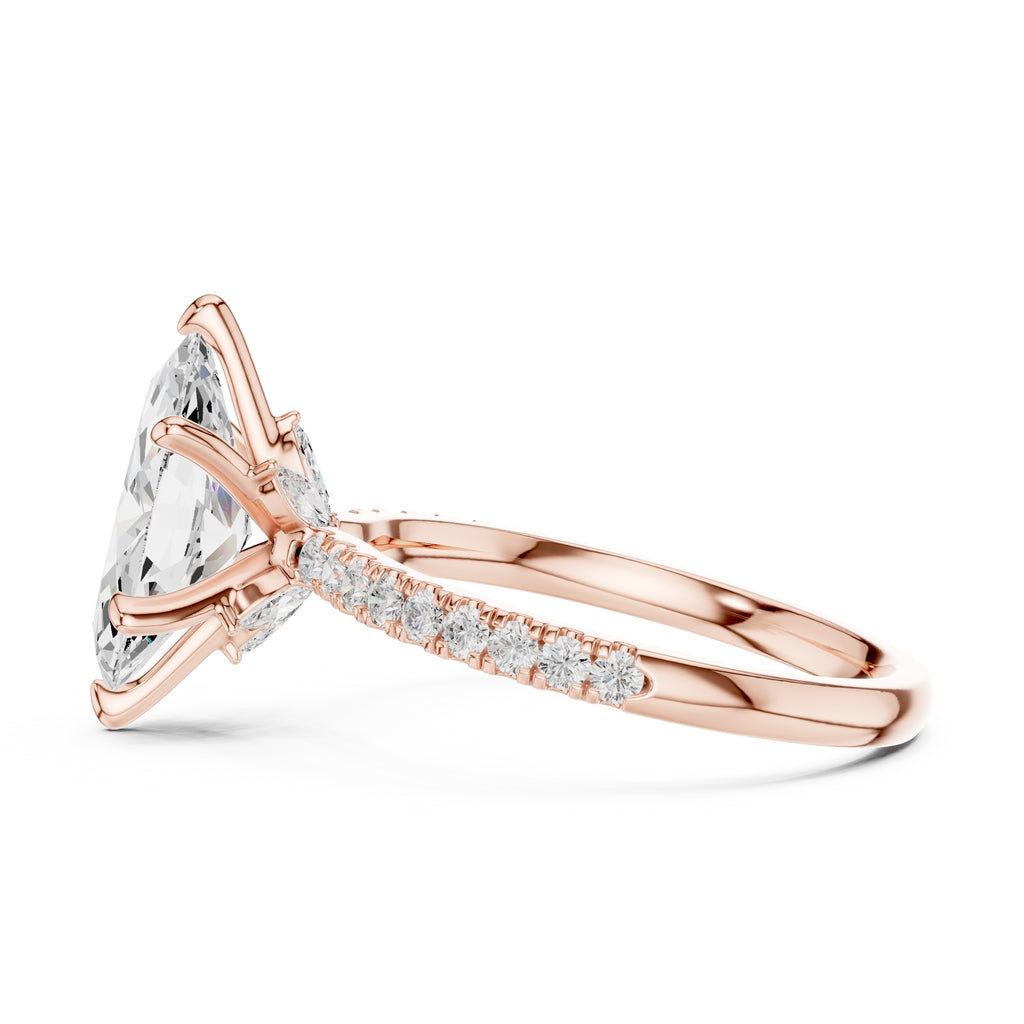 1.50 ct Marquise Vintage Pave Ring 1.5ct Rose Gold