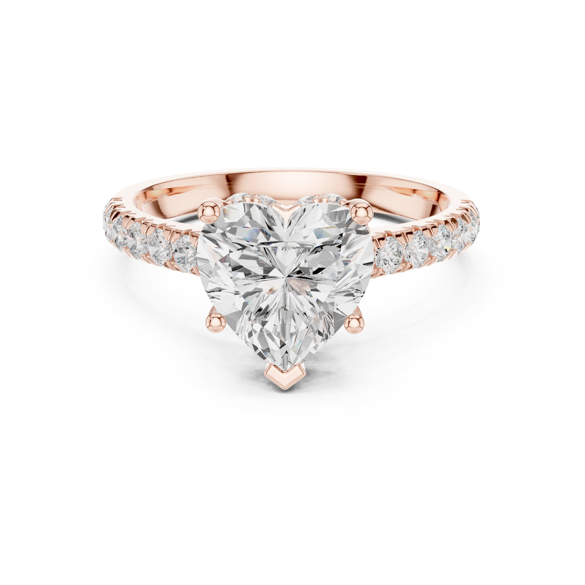 2.5 ct Heart Pave Engagement Ring 2.5ct Rose Gold
