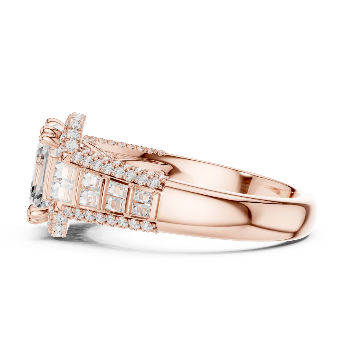 3.00 ct Asscher Grandeur Halo Ring 3ct Rose Gold