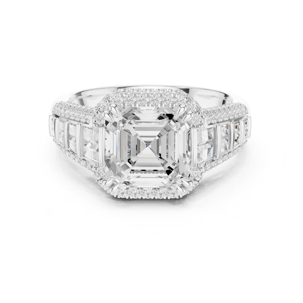 3.00 ct Asscher Grandeur Halo Ring 3ct White Gold