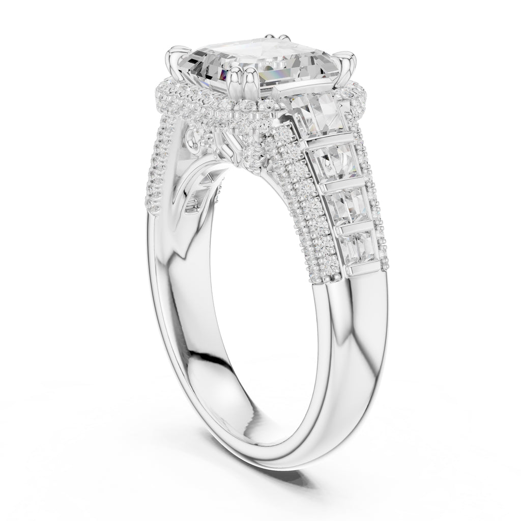 3.00 ct Asscher Grandeur Halo Ring 3ct White Gold