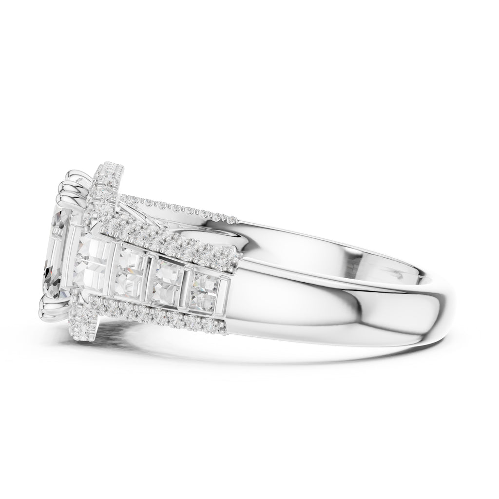 3.00 ct Asscher Grandeur Halo Ring 3ct White Gold