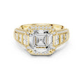 3.00 ct Asscher Grandeur Halo Ring 3ct Yellow Gold