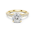 2.00 ct Round Lab-Grown Diamond Milgrain Pave Ring 2ct Yellow Gold