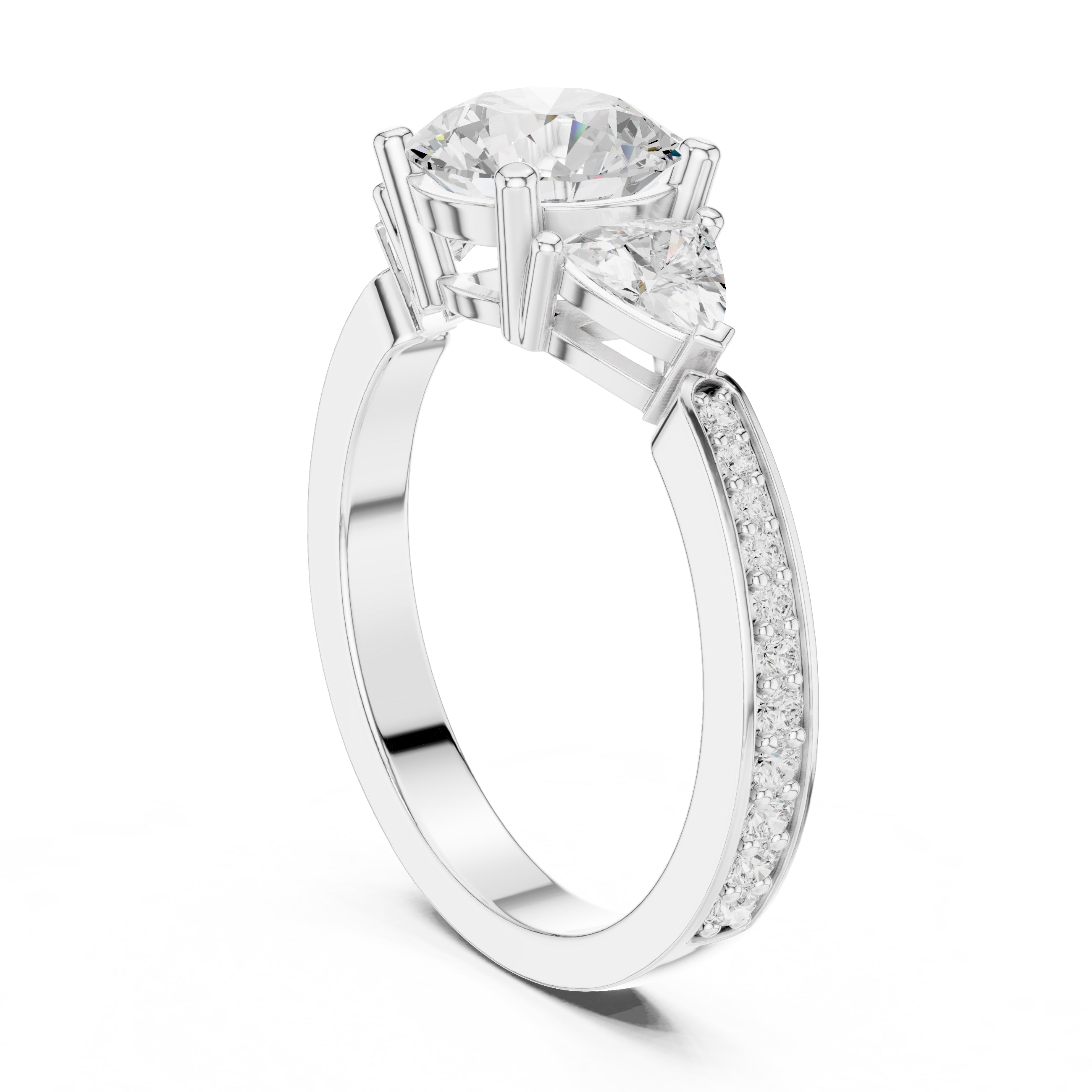 2.00 ct Round Trillion Three Stone Lab-Grown Diamond Ring 1.5ct White Gold