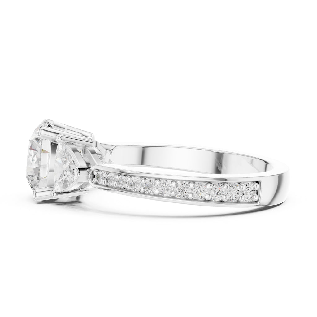 2.00 ct Round Trillion Three Stone Lab-Grown Diamond Ring 1.5ct White Gold