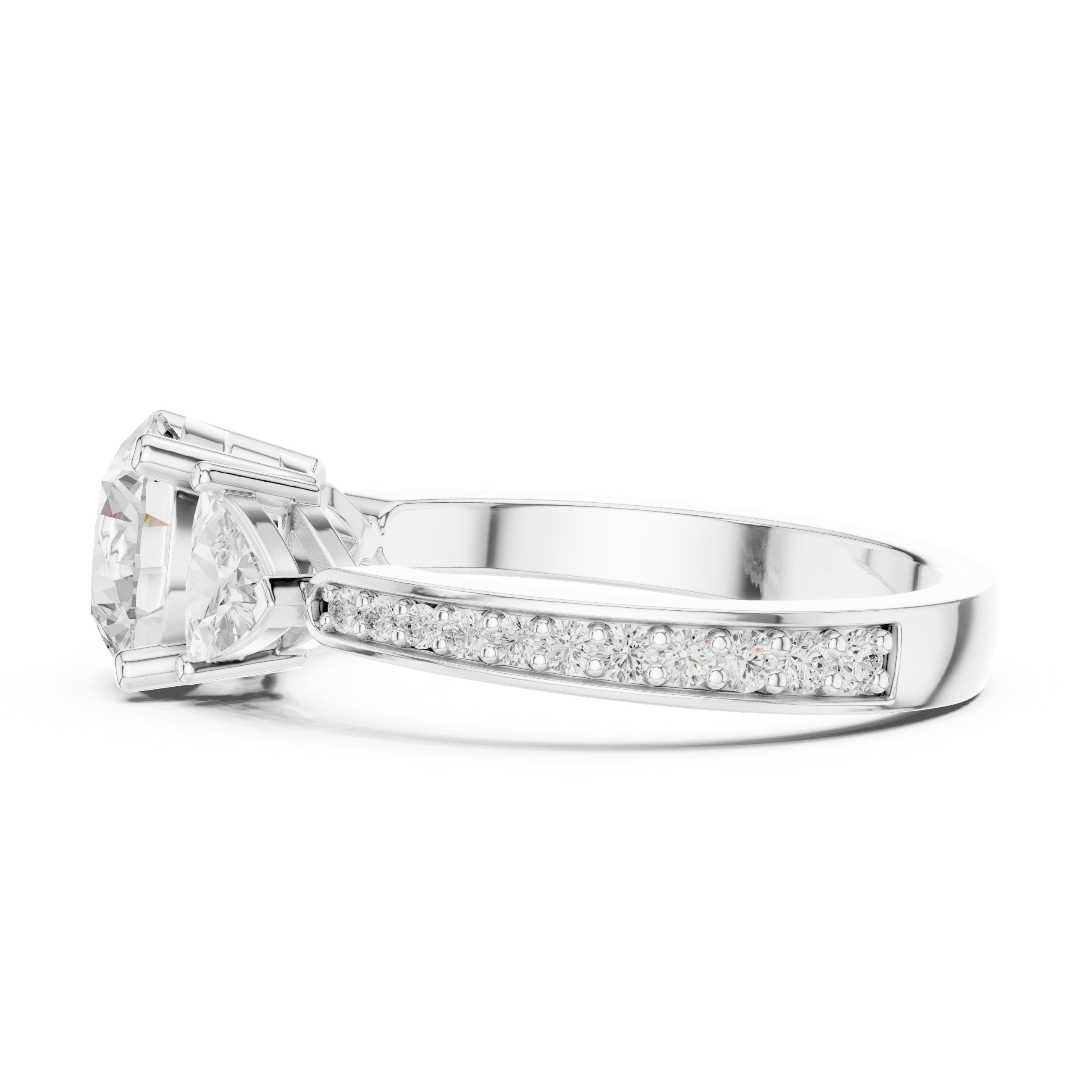 2.00 ct Round Trillion Three Stone Lab-Grown Diamond Ring 1.5ct White Gold