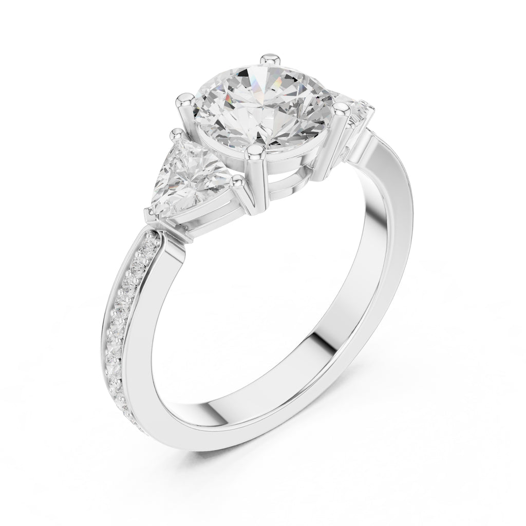 2.00 ct Round Trillion Three Stone Lab-Grown Diamond Ring 1.5ct White Gold