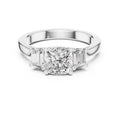 2.00 ct Cushion Baguette Three Stone Ring 1.4ct White Gold