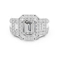 2.50 ct Emerald Cut Baguette Halo Ring 2.5ct White Gold