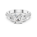 2.00 ct Three Stone Pave Lab-Grown Diamond Ring 2ct White Gold