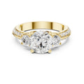 2.00 ct Three Stone Pave Lab-Grown Diamond Ring 2ct Yellow Gold