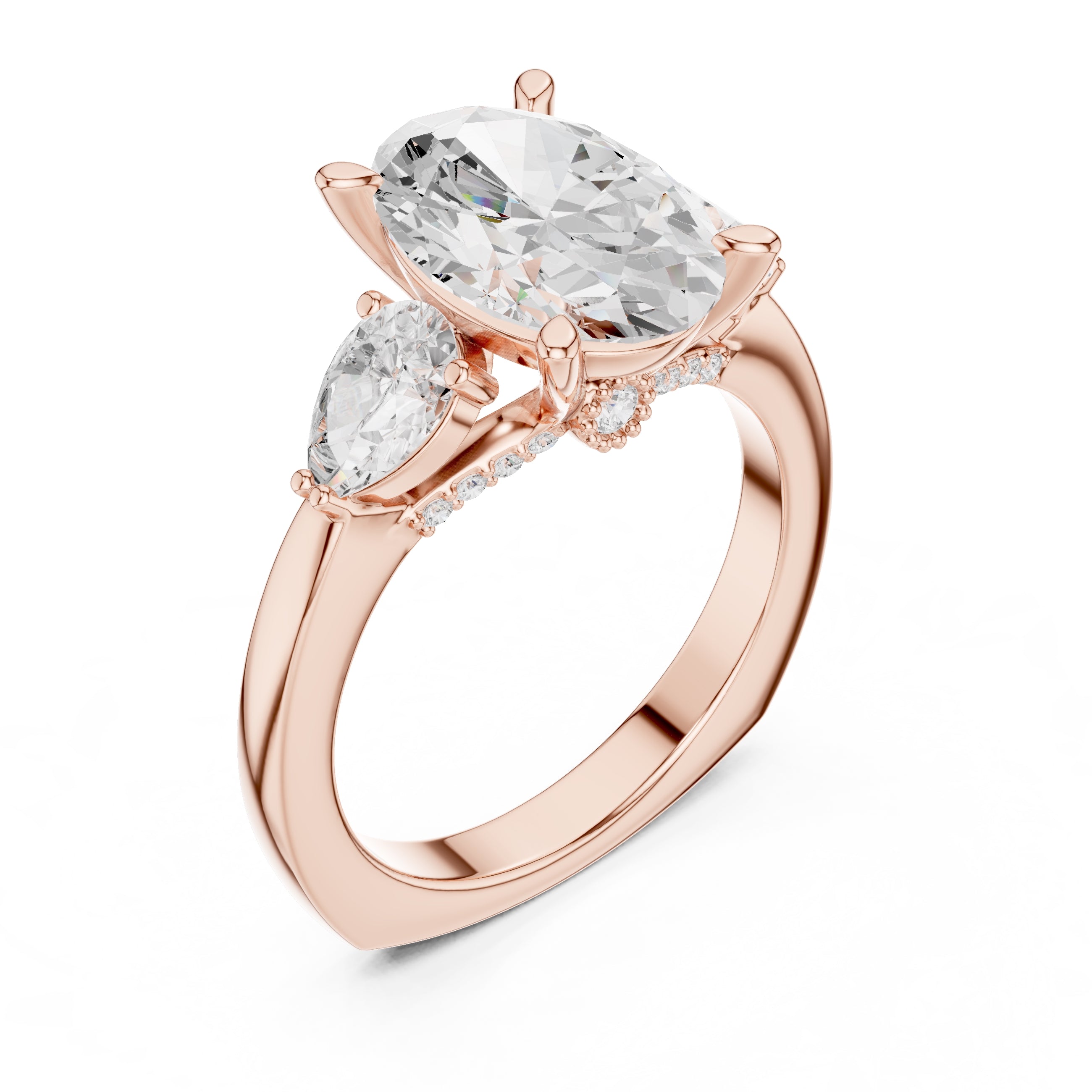 3.00 ct Oval Pave Statement Ring 3ct Rose Gold