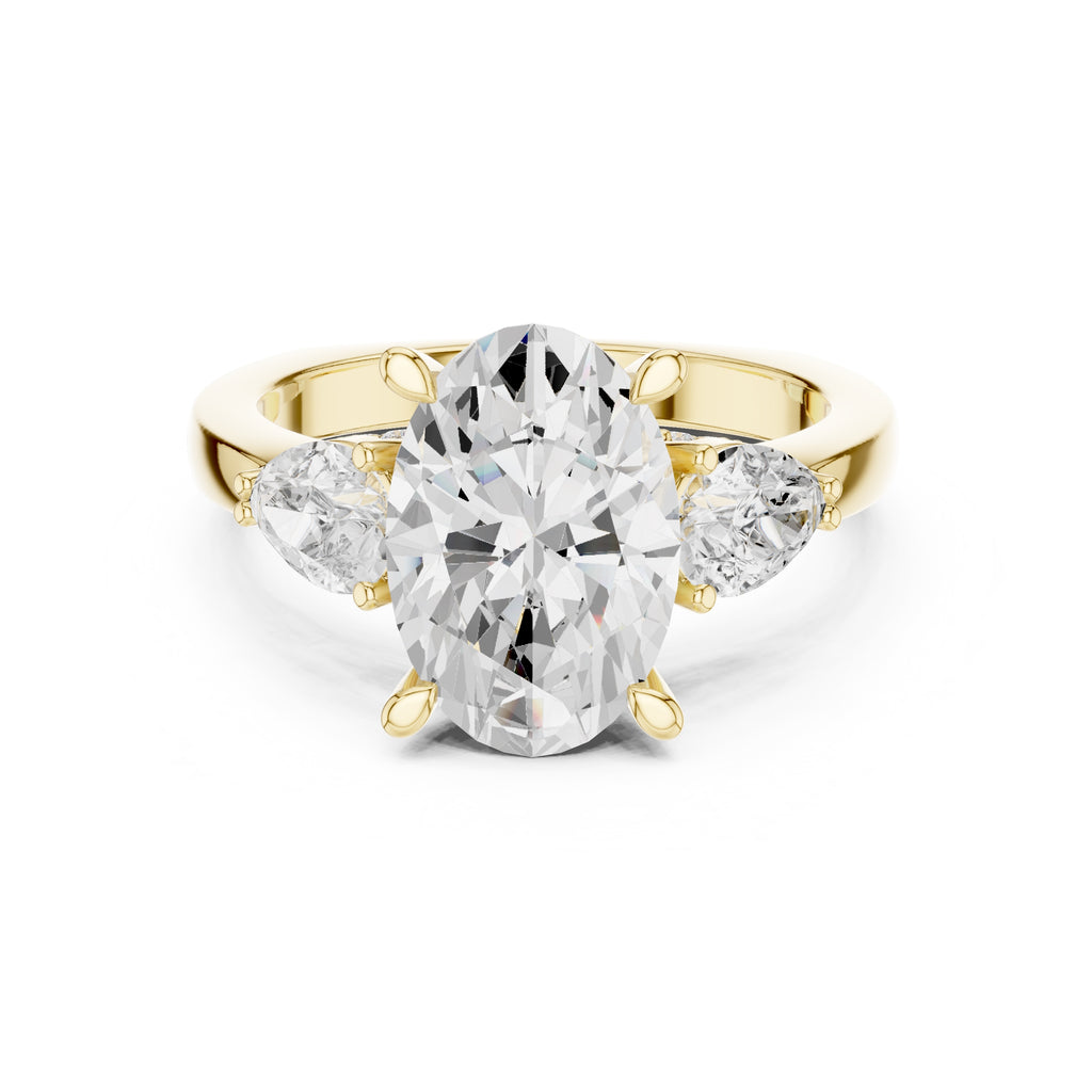 3.00 ct Oval Pave Statement Ring 3ct Yellow Gold