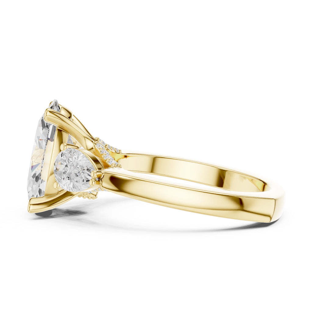 3.00 ct Oval Pave Statement Ring 3ct Yellow Gold