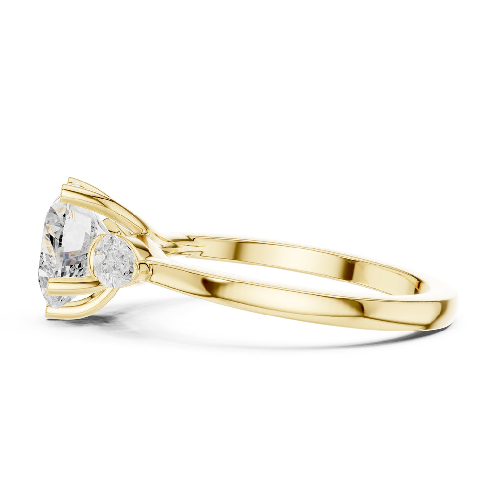 2.00 ct Heart Pear Three Stone Ring 2ct Yellow Gold