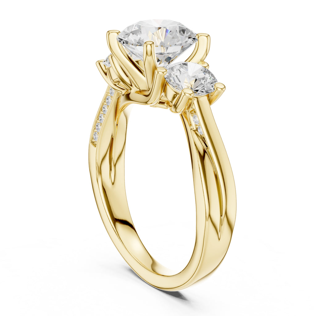 2.00 ct Round Three Stone Ring 2ct Yellow Gold