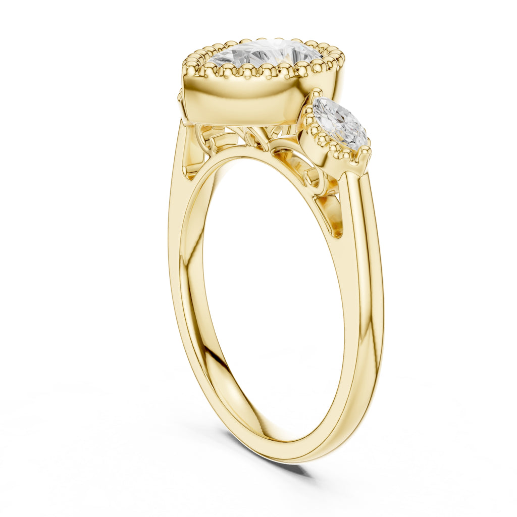 1.31 ct Pear Marquise Halo Ring 1.31ct Yellow Gold