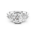2.00 ct Round Milgrain Halo Three Stone Ring 2ct White Gold