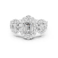 0.30 ct Emerald Cut Cluster Halo Ring 0.3ct White Gold