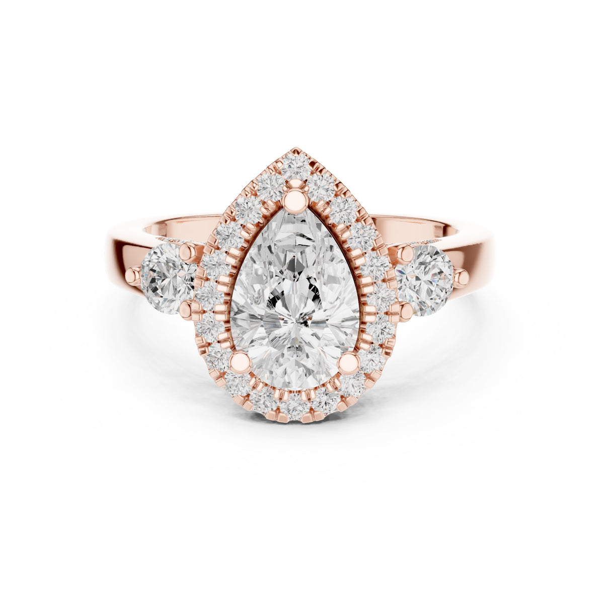 1.20 ct Pear Halo Lab-Grown Diamond Ring 1.2ct Rose Gold