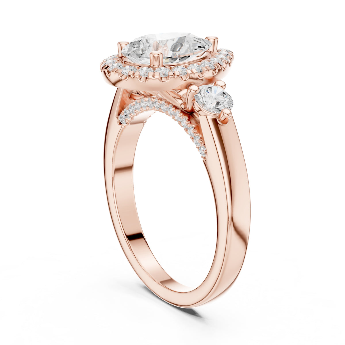 1.20 ct Pear Halo Lab-Grown Diamond Ring 1.2ct Rose Gold