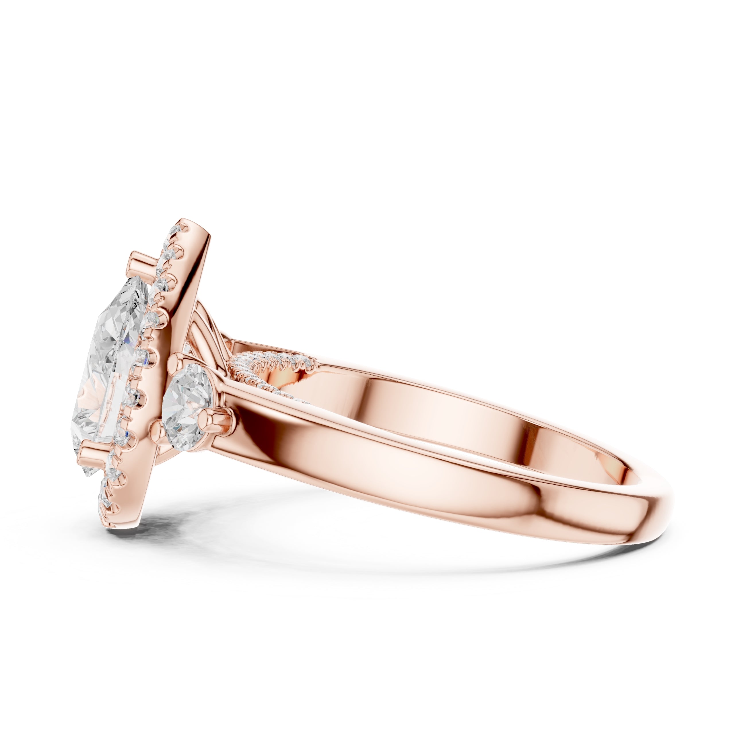 1.20 ct Pear Halo Lab-Grown Diamond Ring 1.2ct Rose Gold