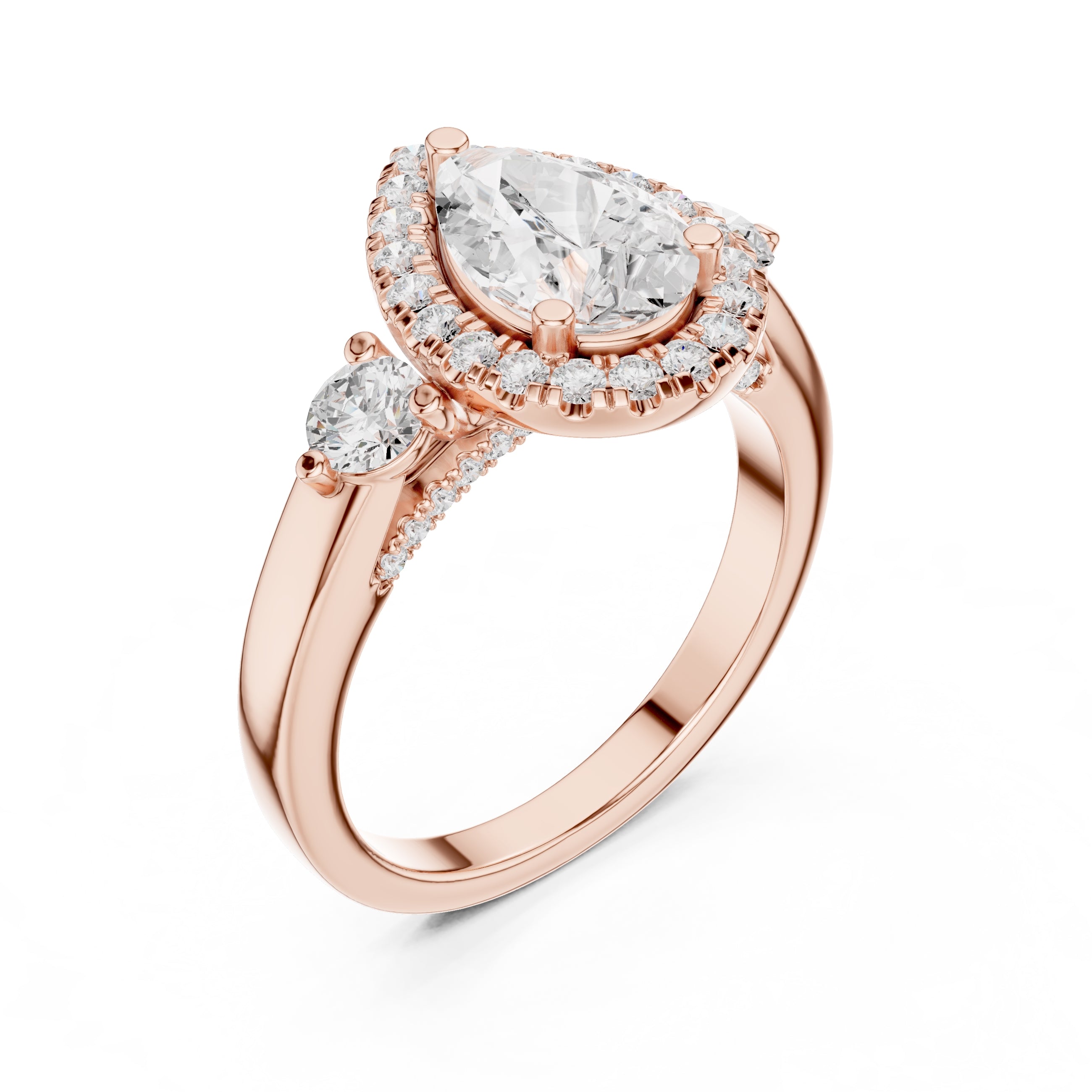 1.20 ct Pear Halo Lab-Grown Diamond Ring 1.2ct Rose Gold