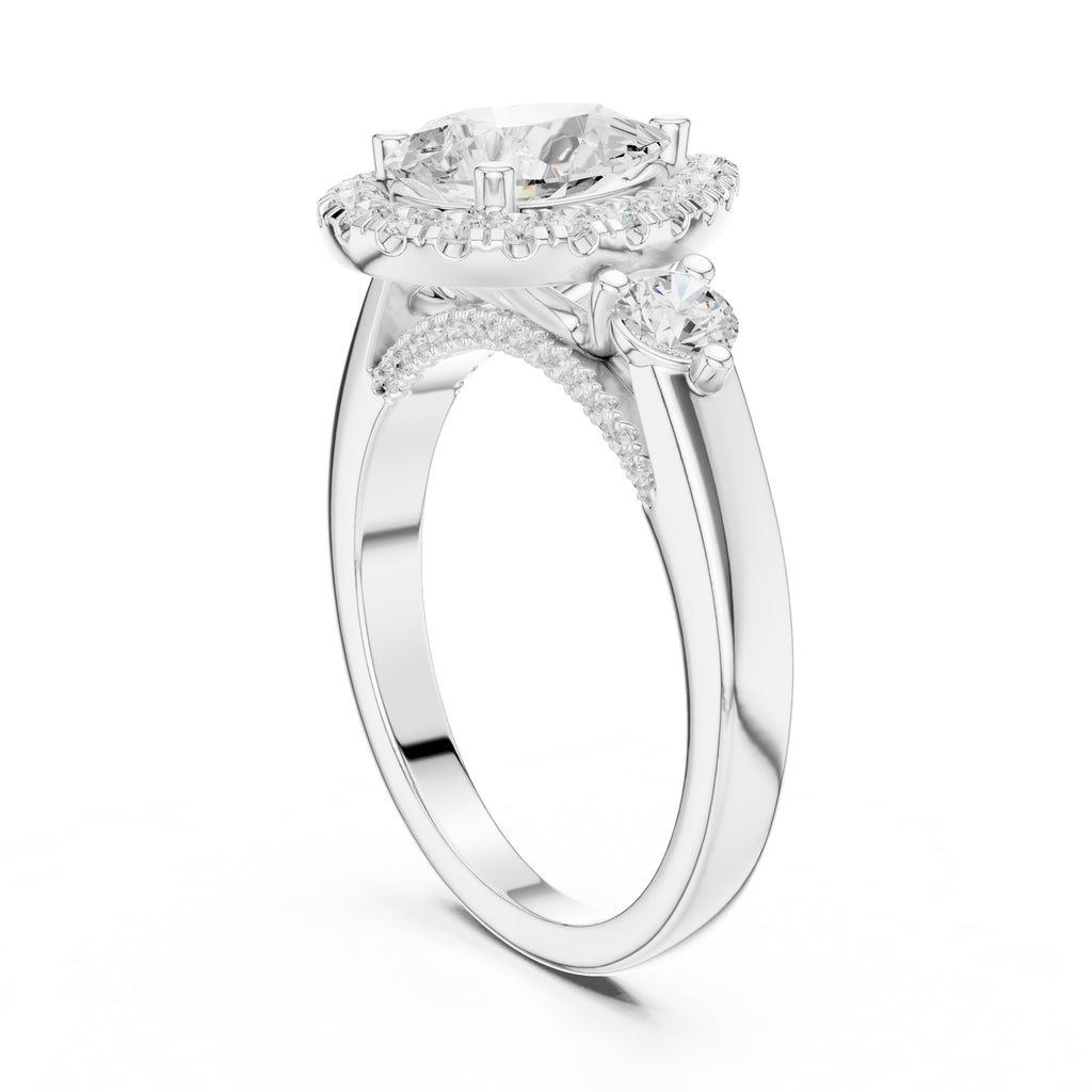 1.20 ct Pear Halo Lab-Grown Diamond Ring 1.2ct White Gold