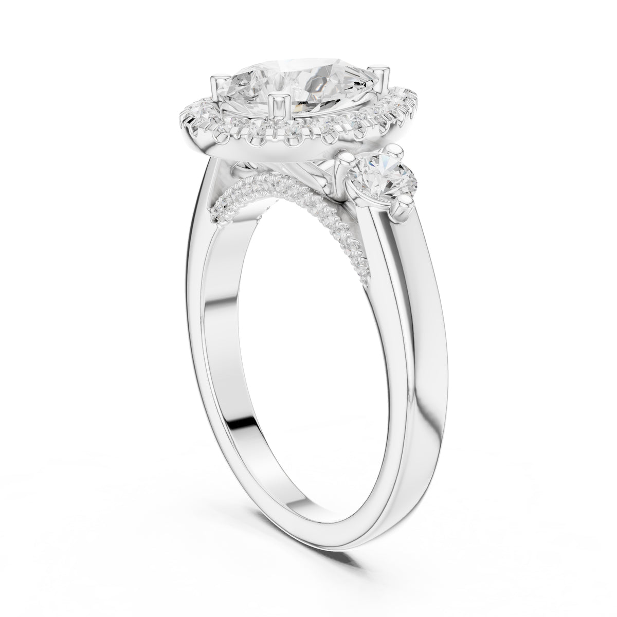 1.20 ct Pear Halo Lab-Grown Diamond Ring 1.2ct White Gold