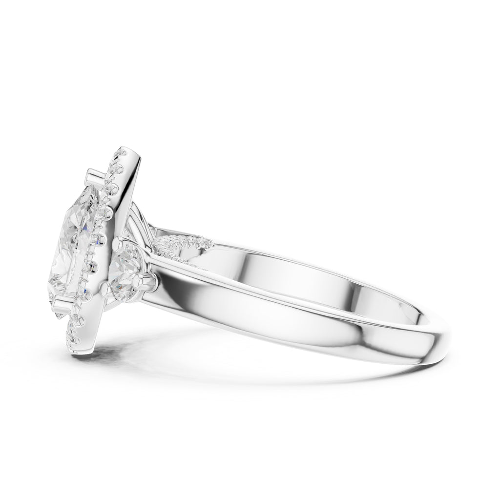 1.20 ct Pear Halo Lab-Grown Diamond Ring 1.2ct White Gold