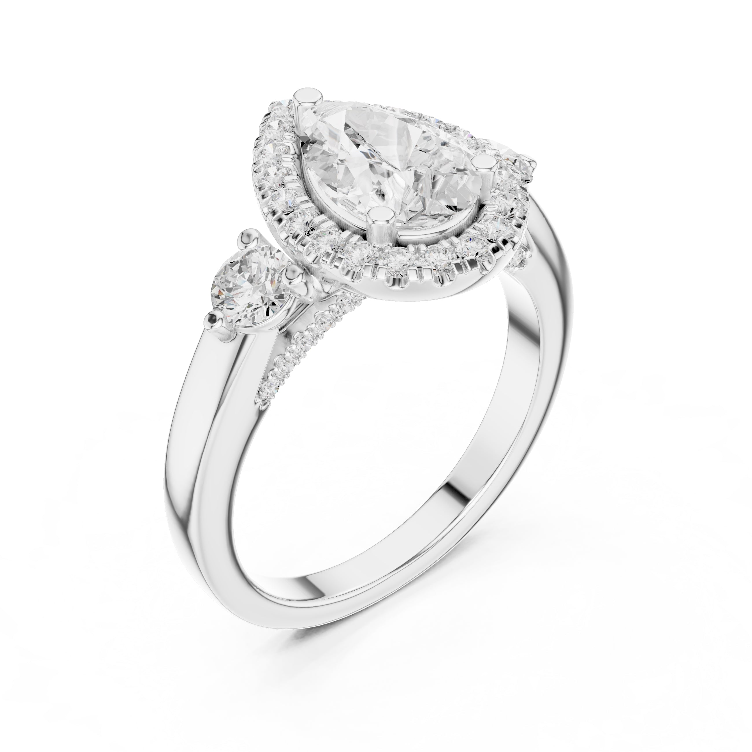 1.20 ct Pear Halo Lab-Grown Diamond Ring 1.2ct White Gold