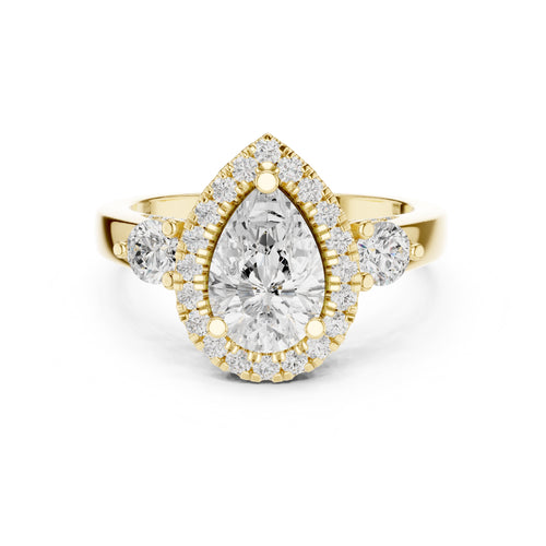 1.20 ct Pear Halo Lab-Grown Diamond Ring 1.2ct Yellow Gold