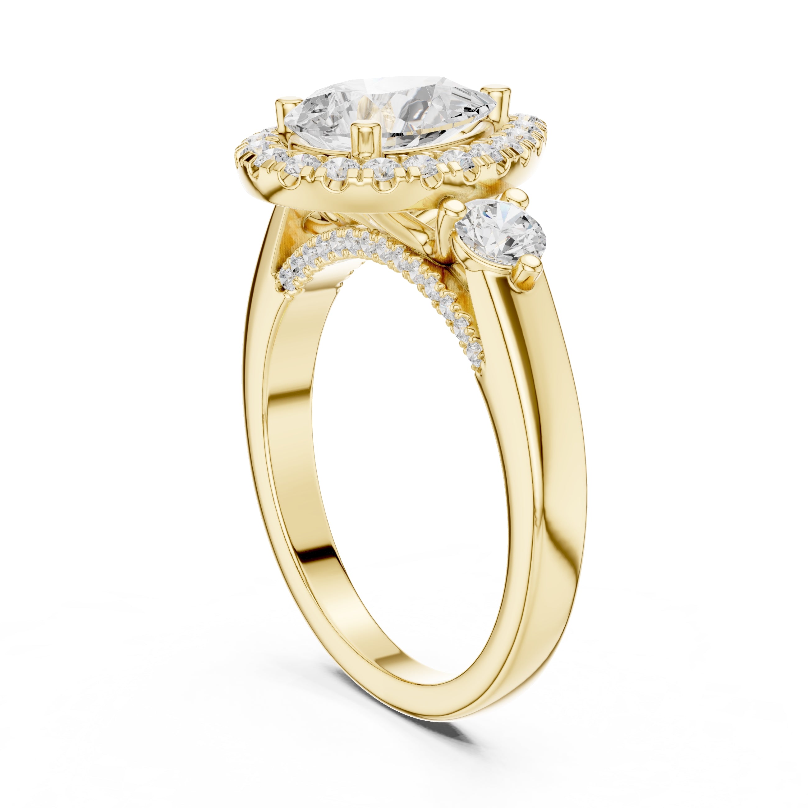 1.20 ct Pear Halo Lab-Grown Diamond Ring 1.2ct Yellow Gold