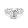 2.00 ct Emerald Cut Split-Shank Three-Stone Ring 2ct White Gold