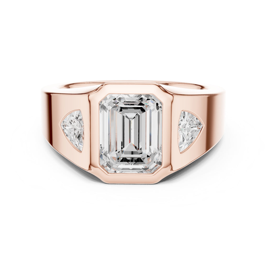 2.00 ct Emerald Trillion Bezel Statement Ring 2ct Rose Gold