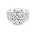 2.50 ct Round Triple-Row Poinsettia Halo Ring 2.5ct White Gold