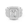 2.00 ct Emerald Cut Double Halo Bridal Set 2ct White Gold