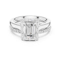 1.50 ct Emerald Cut Baguette Halo Bridal Set 1.5ct White Gold