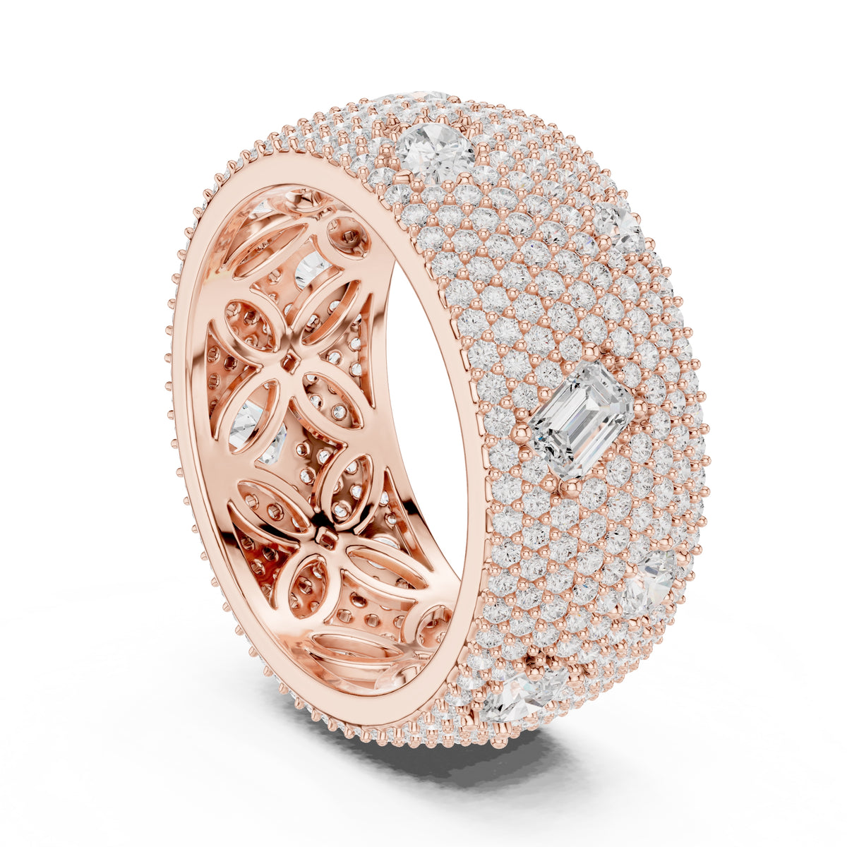 Pave Lab-Grown Diamond Statement Band Rose Gold