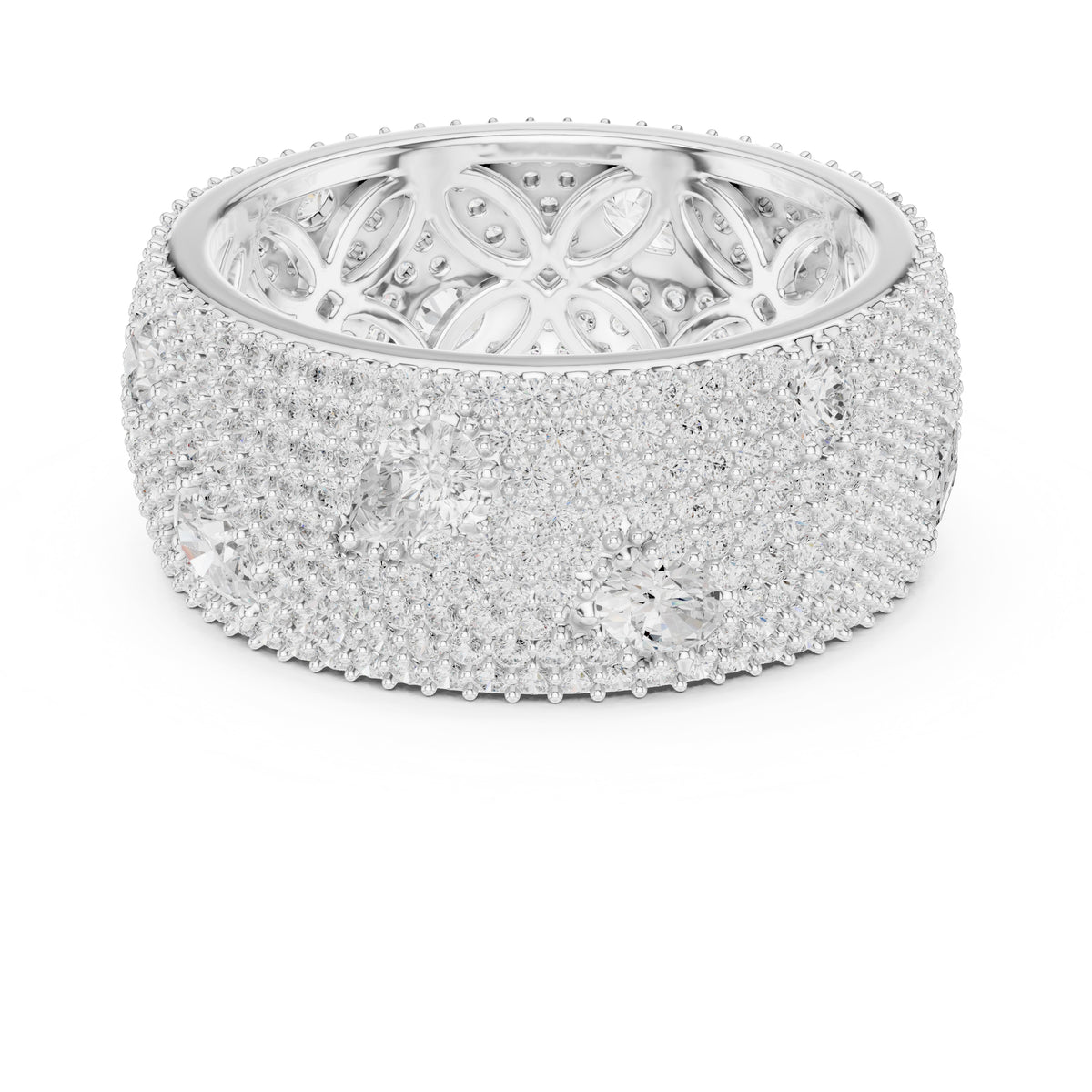 Pave Lab-Grown Diamond Statement Band White Gold