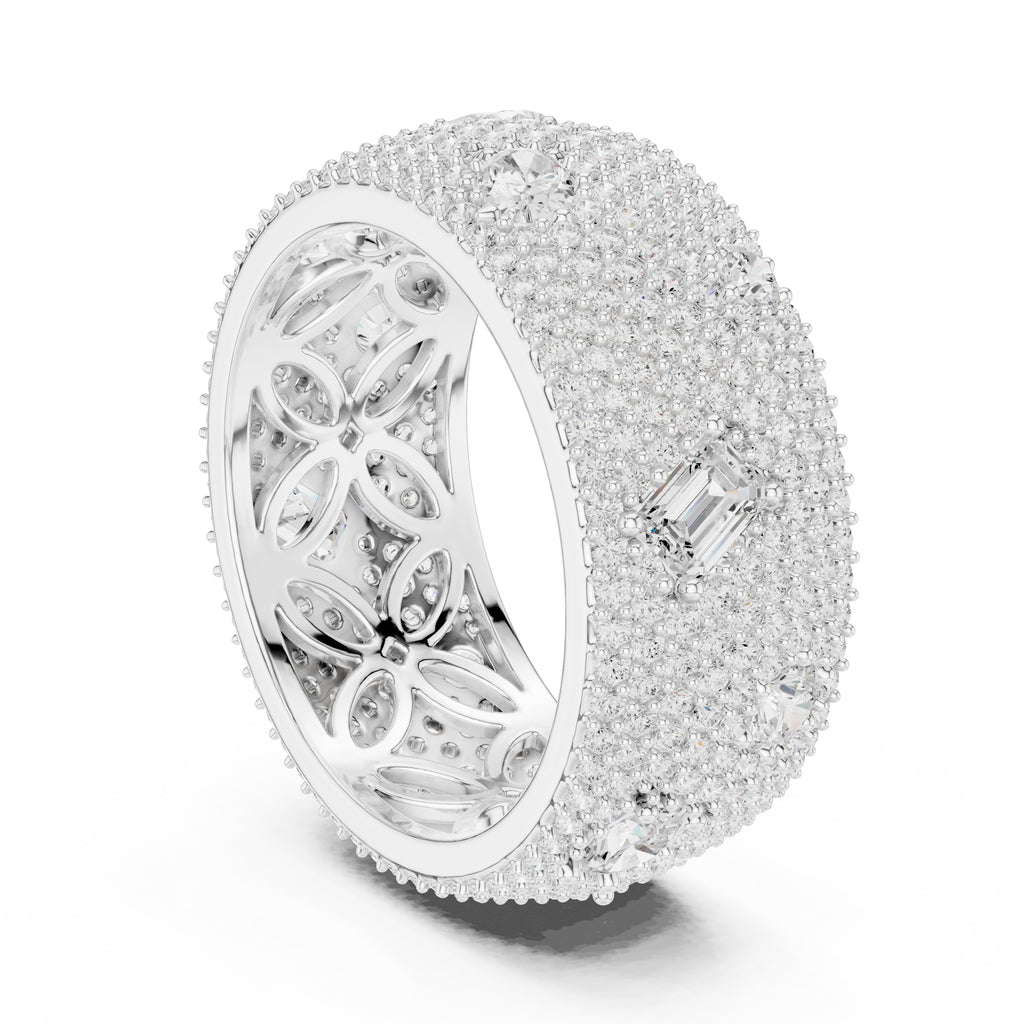 Pave Lab-Grown Diamond Statement Band White Gold