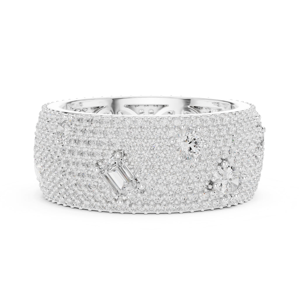Pave Lab-Grown Diamond Statement Band White Gold