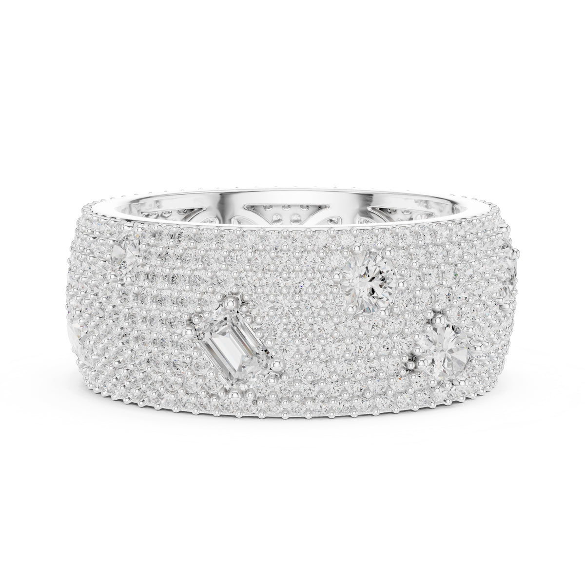 Pave Lab-Grown Diamond Statement Band White Gold