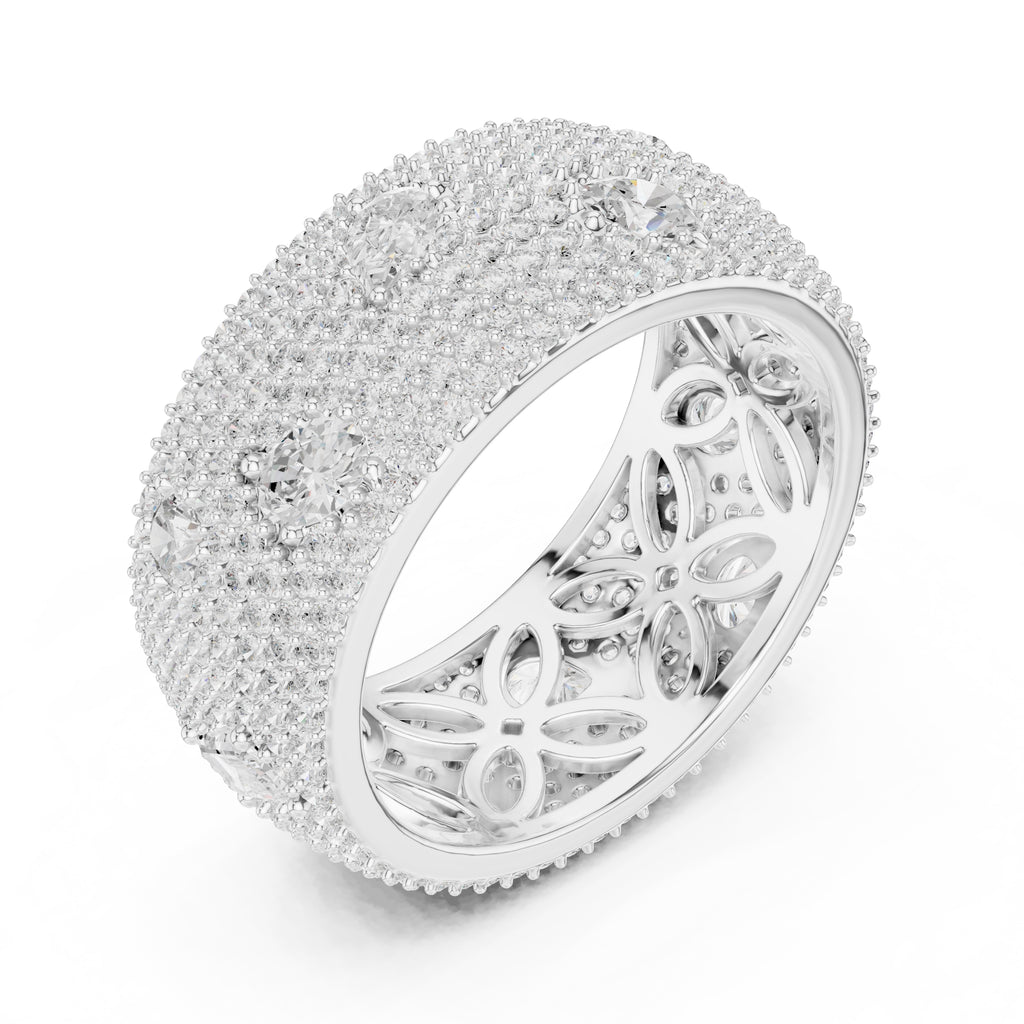Pave Lab-Grown Diamond Statement Band White Gold