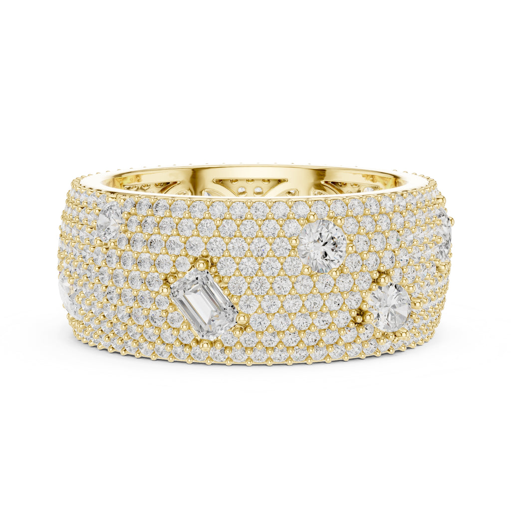 Pave Lab-Grown Diamond Statement Band Yellow Gold