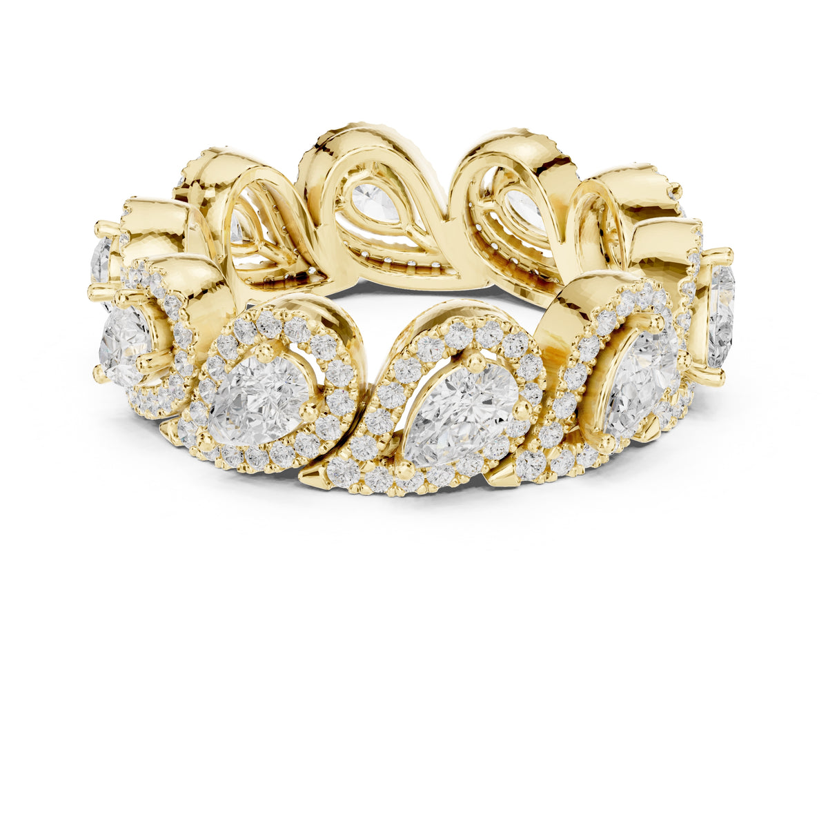 Pear Lab-Grown Diamond Eternity Band Yellow Gold