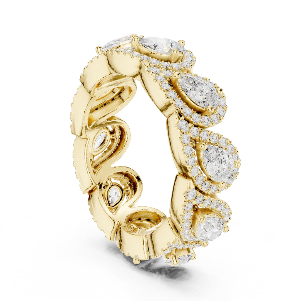 Pear Lab-Grown Diamond Eternity Band Yellow Gold