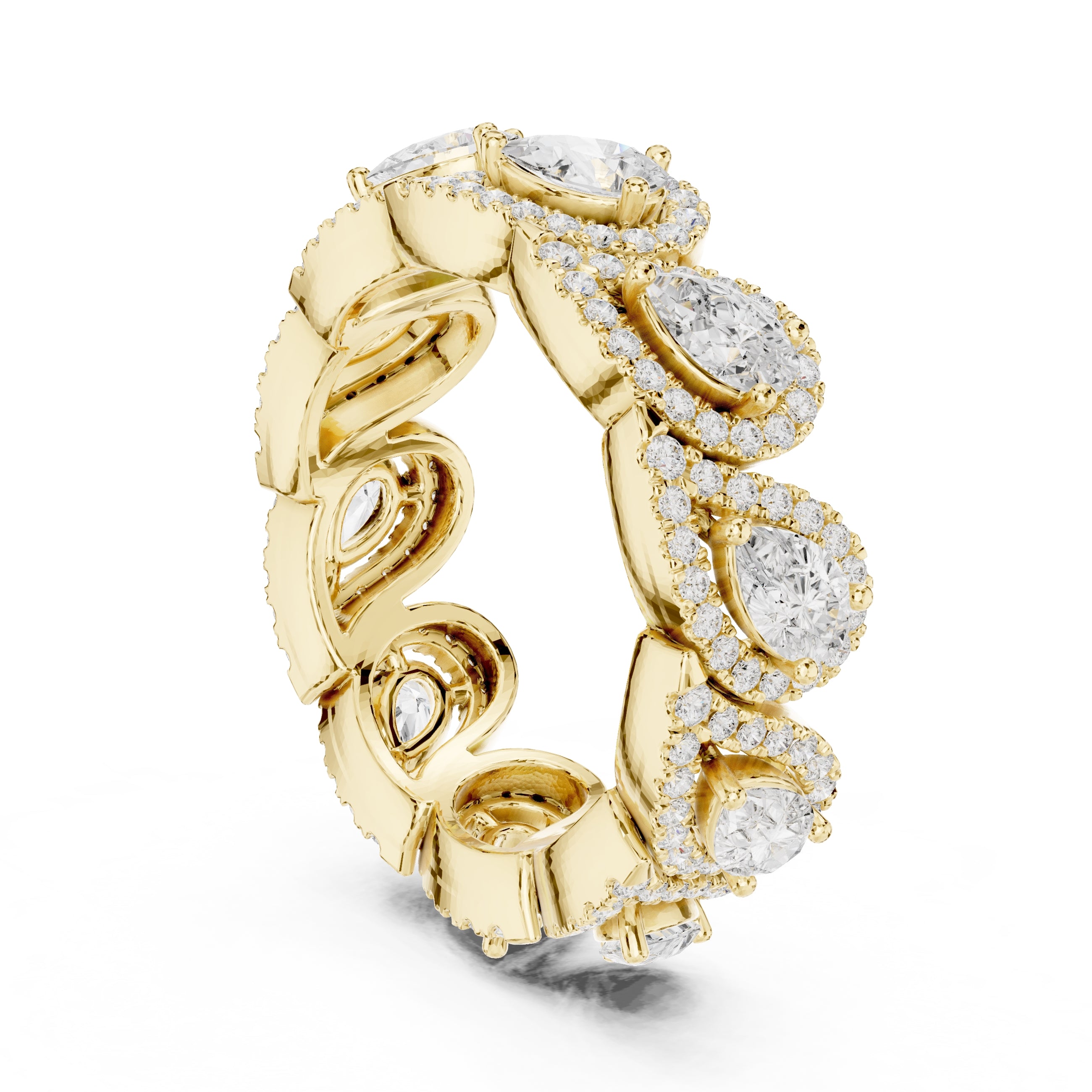 Pear Lab-Grown Diamond Eternity Band Yellow Gold